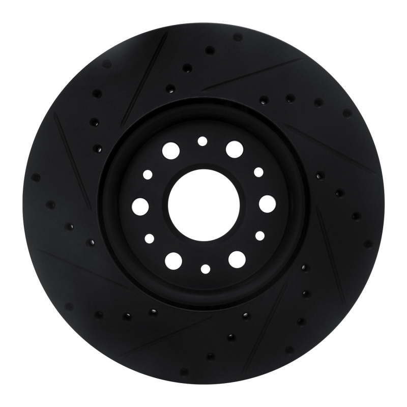 Buick Enclave Brake Rotor (1) - Front Right - R1 Concepts - Drilled & Slotted - Black - `17-`25